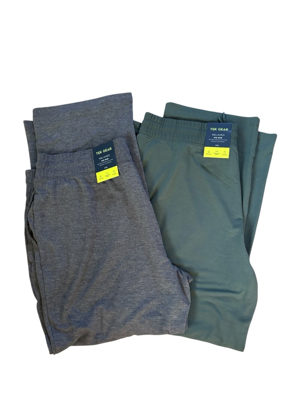 Tek Gear Bundle of 2 Relaxed Mid Rise Pants Charcoal Gray and Olive Size XXL NWT